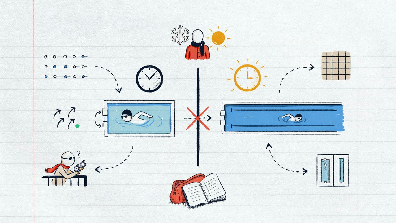 Hand-drawn notebook sketch of Irish winter 25m versus summer 50m as two separate clocks